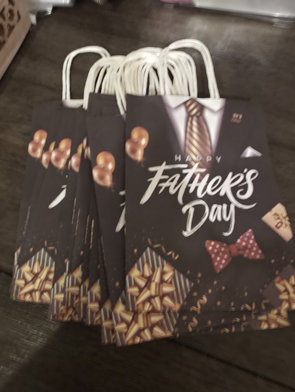 8 Count Men's Black Father's Day Gift Bag - Elegant Celebration